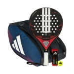 Kit de padel Adidas Drive Noir + sac de padel Adidas Control Bleu/Rouge + boîte de balles de padel Adidas